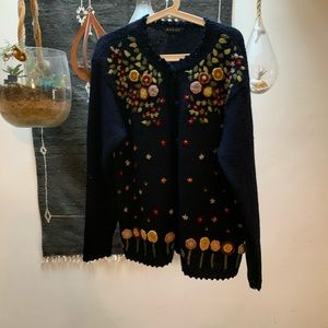 Crochet 3D garden sweater korean vintage